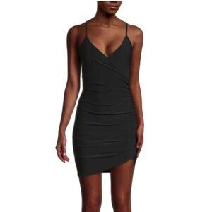 ​Bebe Black Asymmetric Ruched Mini Dress